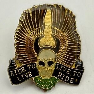 Harley Davidson "Ride to Live, Live to Ride" Vtg LimitedEdition Enamel Lapel Pin